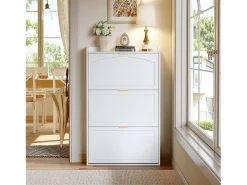 Móvel para sapatos 76x23x118cm - com 3 grandes portas de correr - branco