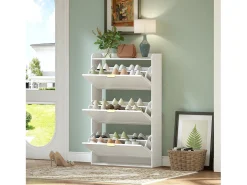 Móvel para sapatos 76x23x118cm - com 3 grandes portas de correr - branco