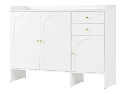 Móvel para sapatos 120x35x90cm - con 3 portas e 2 gavetas - puxador de metal - Branco