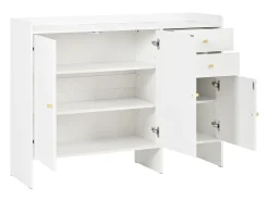Móvel para sapatos 120x35x90cm - con 3 portas e 2 gavetas - puxador de metal - Branco
