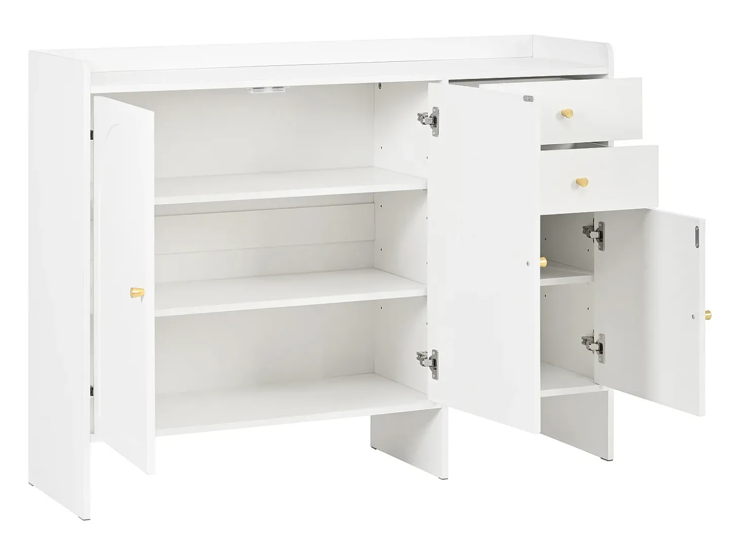 Móvel para sapatos 120x35x90cm - con 3 portas e 2 gavetas - puxador de metal - Branco