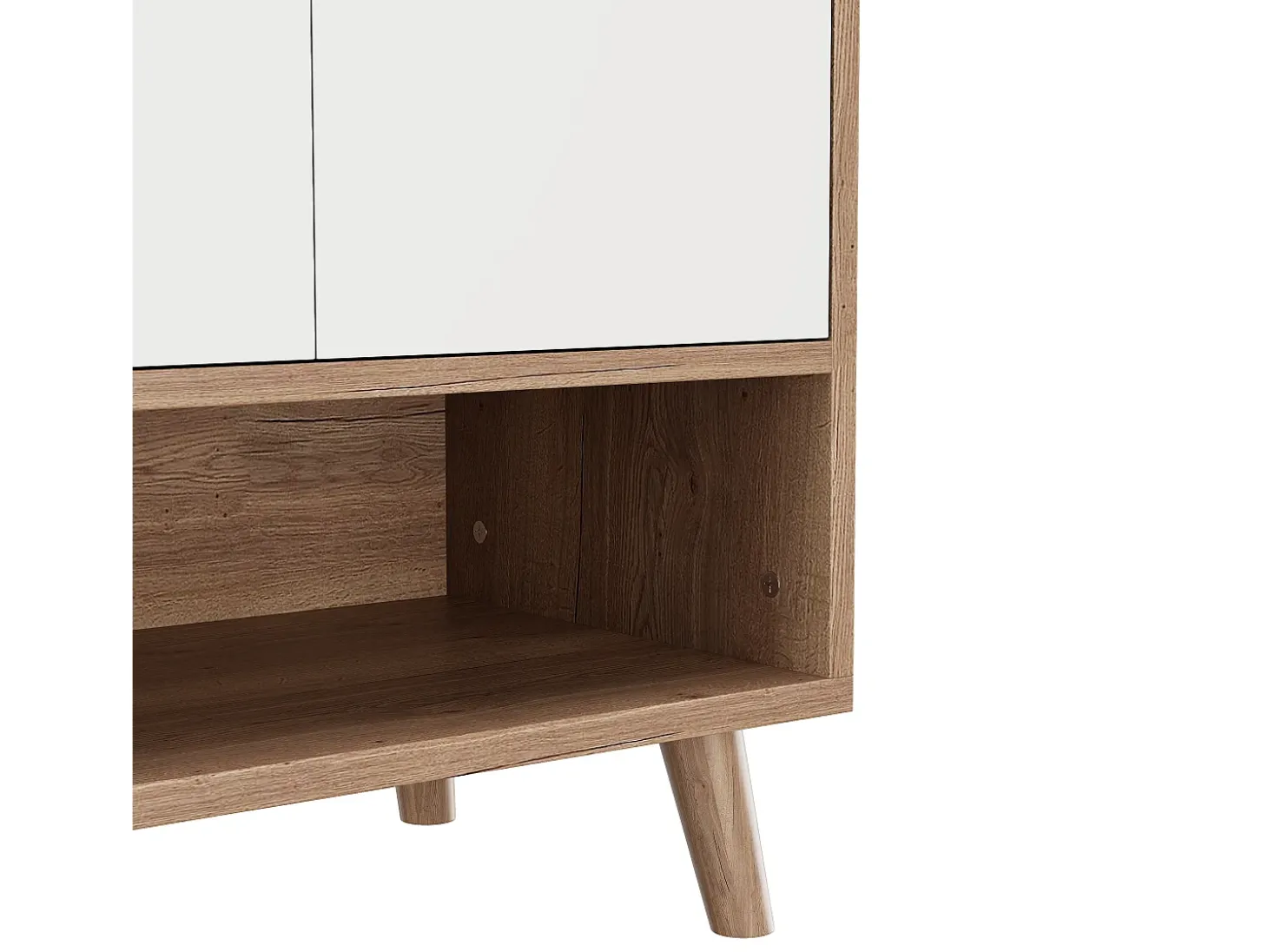Móvel para sapatos 120x35x90cm - con 4 portas e 1 gaveta - prateleira ajustável - Natural + Branco