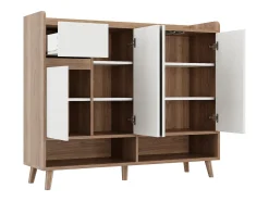 Móvel para sapatos 120x35x90cm - con 4 portas e 1 gaveta - prateleira ajustável - Natural + Branco