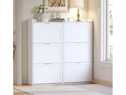 Móvel para sapatos 120x23x118cm - con 6 portas basculantes - branco