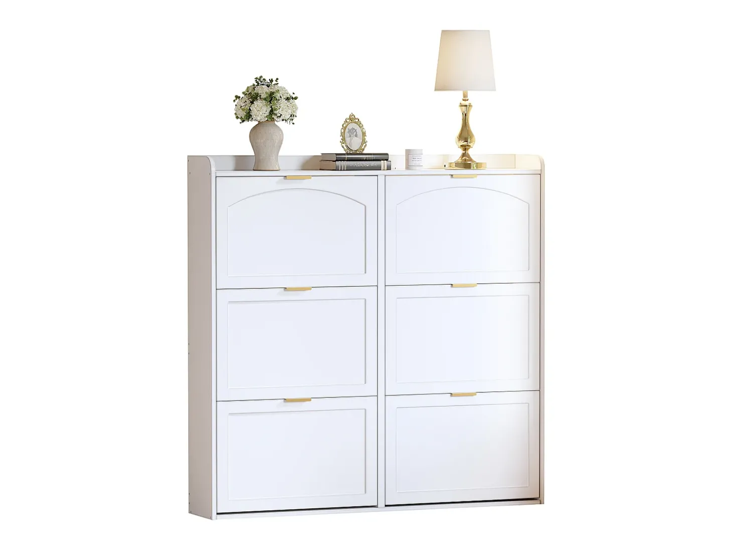 Móvel para sapatos 120x23x118cm - con 6 portas basculantes - branco