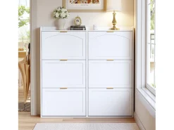 Móvel para sapatos 120x23x118cm - con 6 portas basculantes - branco