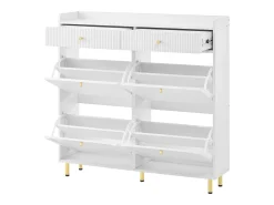 Móvel para sapatos 106.5x25x105.5cm - con 4 portas basculantes e 2 gavetas - branco