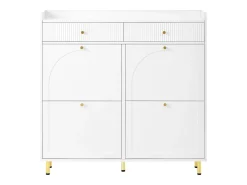 Móvel para sapatos 106.5x25x105.5cm - con 4 portas basculantes e 2 gavetas - branco