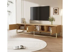 Móvel para televisão em madeira de 180 cm - Móvel moderno para sala de jantar, 4 portas, puxadores semi-circulares