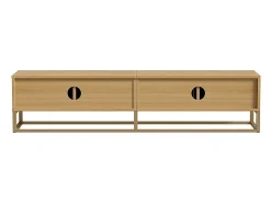 Móvel para televisão em madeira de 180 cm - Móvel moderno para sala de jantar, 4 portas, puxadores semi-circulares