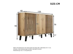 Móvel para TV - 180 x 40 x 55 cm + aparador - 150 x 40 x 95 cm - com compartimento de arrumação - para salas de estar + quartos - aglomerado - natural