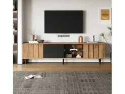 Móvel para TV 175×31,5×45 cm - 3 portas - Adequado para TV de 75 polegadas - natural + preto