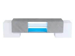 Móvel para TV - com 4 portas - com iluminação LED - para televisores 80/75/70/65/55 polegadas - branco + cinza