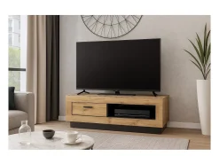 MÓVEL PARA TV - MÓVEL HI-FI MALAGA modelo pequeno. Ideal para sua sala de estar. Estilo moderno e na moda, tipo industrial, madeira e metal.