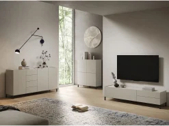 Móvel para TV 1 porta abatible e 2 gavetas 160x42x40 cm Solaria caxemira