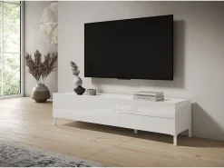 Móvel para TV 1 porta abatible e 2 gavetas 160x42x40 cm Solaria branco brilhante