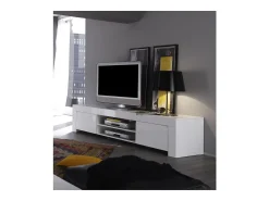 Móvel para TV 2 portas, coleção FOLOMI, cor branco laqueado brilhante
