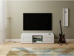 Móvel para TV 2 portas com vão aberto 150x40x40 cm Elios branco brilhante