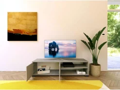 Móvel para TV 2 portas e prateleira aberta 150x40x40 cm Lumina caxemira