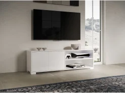Móvel para TV 2 portas e prateleira aberta 150x40x40 cm Lumina branco brilhante