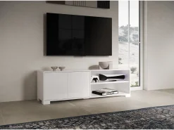 Móvel para TV 2 portas e prateleira aberta 150x40x40 cm Lumina branco brilhante