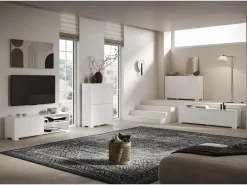 Móvel para TV 2 portas e prateleira aberta 150x40x40 cm Lumina branco brilhante
