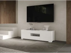 Móvel para TV 3 portas 130x40x48 cm Riflesso branco brilhante