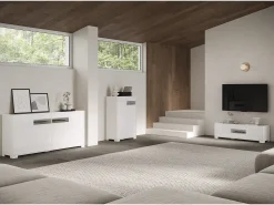 Móvel para TV 3 portas 130x40x48 cm Riflesso branco brilhante