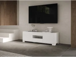 Móvel para TV 3 portas 130x40x48 cm Riflesso branco brilhante
