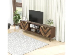 Móvel para TV, armário baixo com 2 portas e 2 prateleiras abertas, ideal para sala de estar, quarto e escritório.