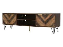 Móvel para TV, armário baixo com 2 portas e 2 prateleiras abertas, ideal para sala de estar, quarto e escritório.