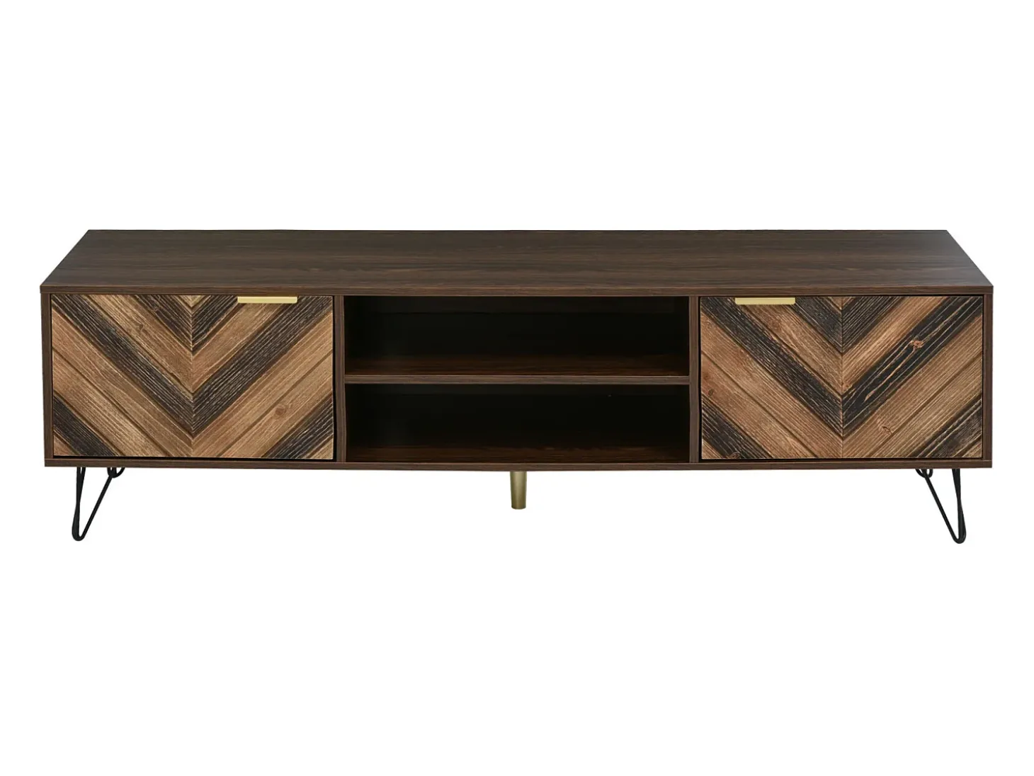 Móvel para TV, armário baixo com 2 portas e 2 prateleiras abertas, ideal para sala de estar, quarto e escritório.