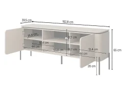 Móvel para TV BELLA com 2 portas – Acabamento Congo fosco – Design arredondado e pés de metal preto
