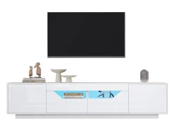 Móvel para TV branco, 180 x 40 x 45 cm - 2 gavetas e 2 portas - Acabamento lacado brilhante