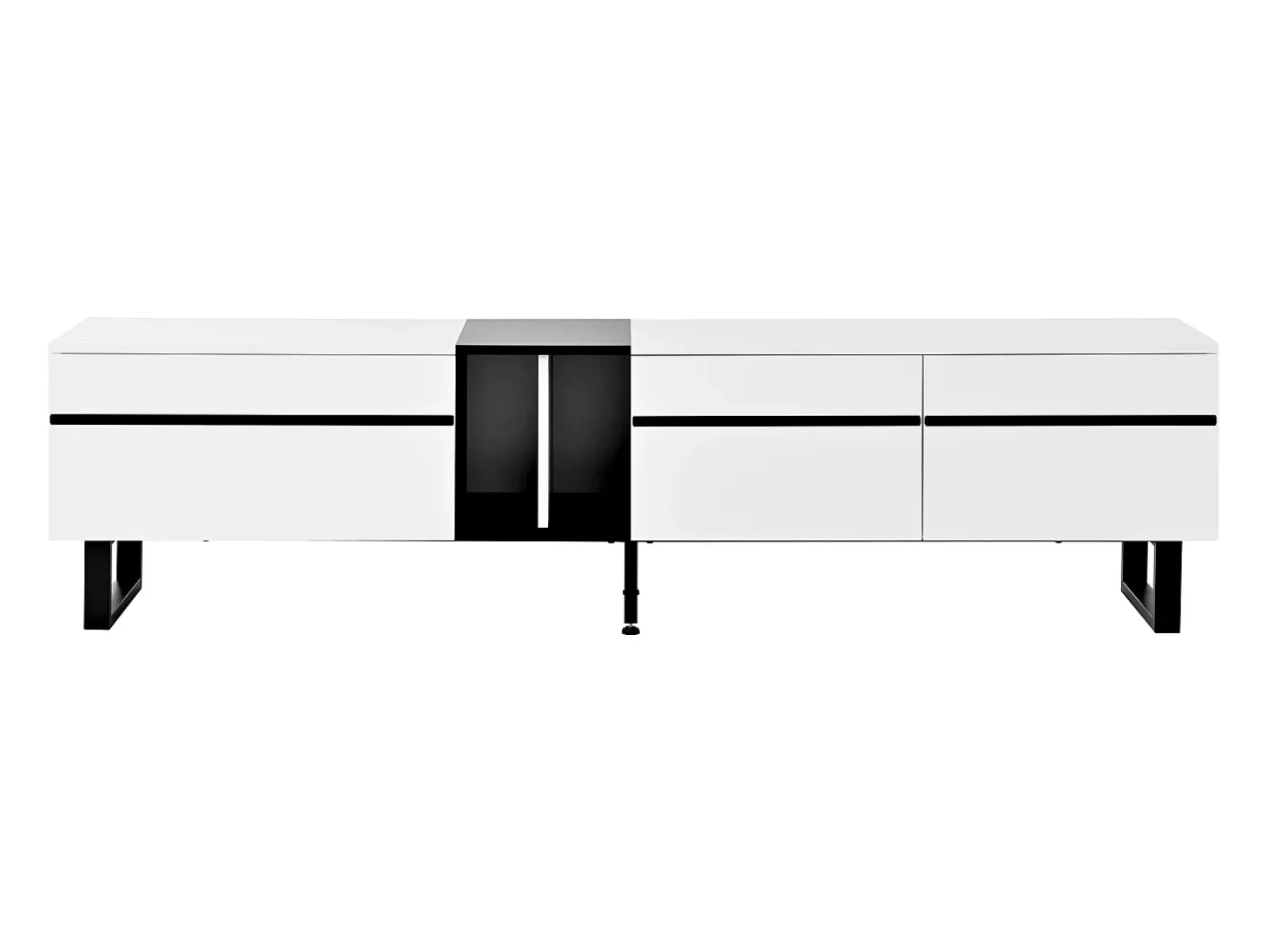 Móvel para TV branco de 180 cm com 3 portas - Madeira PB - Branco e preto