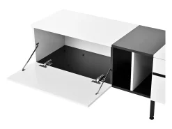 Móvel para TV branco de 180 cm com 3 portas - Madeira PB - Branco e preto