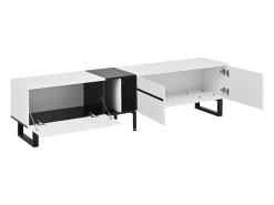 Móvel para TV branco de 180 cm com 3 portas - Madeira PB - Branco e preto