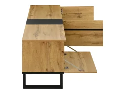 Móvel para TV branco de 180 cm com 3 portas - Madeira PB - Cor: Madeira e preto