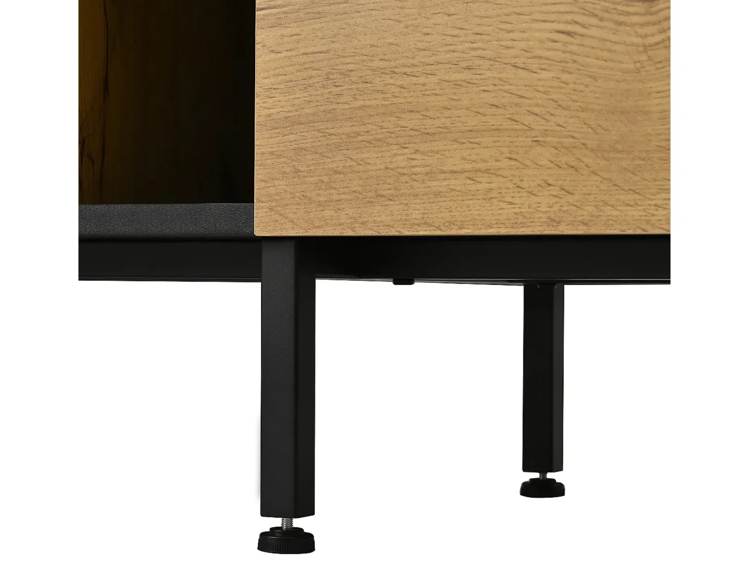 Móvel para TV branco de 180 cm com 3 portas - Madeira PB - Cor: Madeira e preto