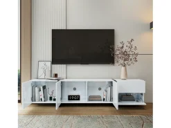 Móvel para TV brilhante 170×30×39 cm - com iluminação LED - 3 portas e 1 gaveta - Painel de partículas - Branco