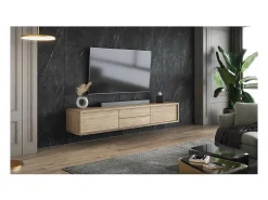Móvel para TV 180cm, 2 gavetas e 2 portas coleção MAANUM. Cor carvalho claro.