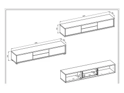 Móvel para TV 180cm, 2 gavetas e 2 portas coleção MAANUM. Cor carvalho claro.