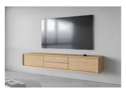 Móvel para TV 180cm, 2 gavetas e 2 portas coleção MAANUM. Cor carvalho claro.