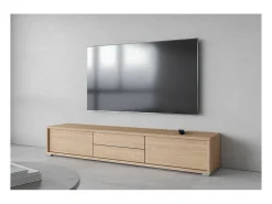 Móvel para TV 180cm, 2 gavetas e 2 portas coleção MAANUM. Cor carvalho claro.