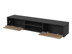 Móvel para TV 180cm, 2 portas e 2 nichos coleção MAANUM. Cor cinza e carvalho claro.