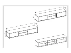 Móvel para TV 180cm, 2 portas e 2 nichos coleção MAANUM. Cor carvalho claro e cinza.