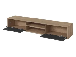 Móvel para TV 180cm, 2 portas e 2 nichos coleção MAANUM. Cor carvalho claro e cinza.