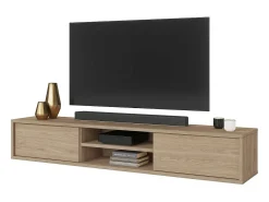 Móvel para TV 180cm, 2 portas e 2 nichos coleção MAANUM. Cor carvalho claro.