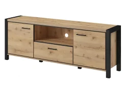 Móvel para TV 180cm coleção BOWIE. Cor carvalho e preto. 2 portas e 1 gaveta.
