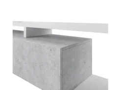 Móvel para TV 220cm coleção BÉRGAMO. Cores branco e cinza concreto.